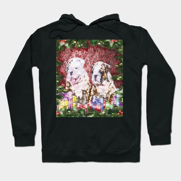 Merry Christmas English Bulldog Hoodie by Aventi